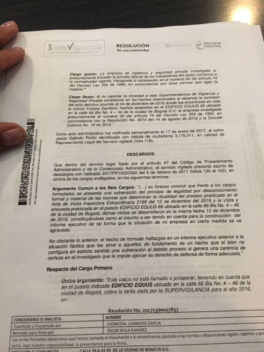 Yuliana Samboní: Sancionada la empresa que vigilaba el Equus 66 Yuliana Samboní: Sancionada la empresa que vigilaba el Equus 66