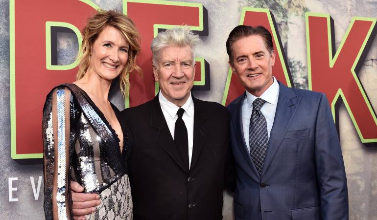 Laura Dern, David Lynch y Kyle MacLachlan en la premiere de 'Twin Peaks'