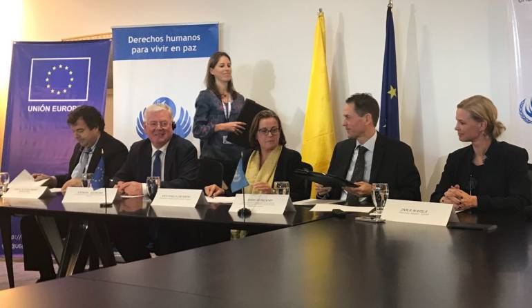 dineros de cooperación para el postconflicto: La Unión Europea, la ONU y la Defensoría del Pueblo firman acuerdos de Derechos Humanos para el país
