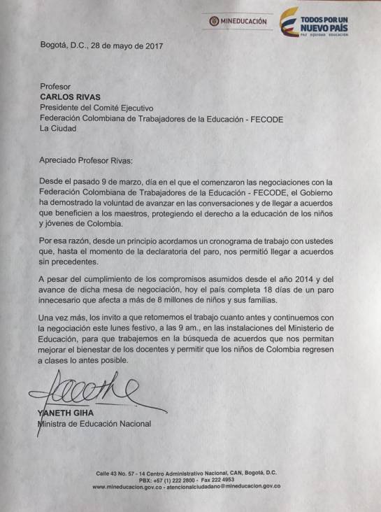 Paro profesores: Gobierno y Fecode buscan salidas al paro de educadores que cumple 19 días Paro profesores: Gobierno y Fecode buscan salidas al paro de educadores que cumple 19 días