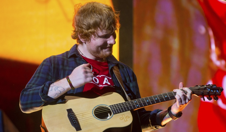 El cantante Ed Sheeran durante su presentación en Argentina.