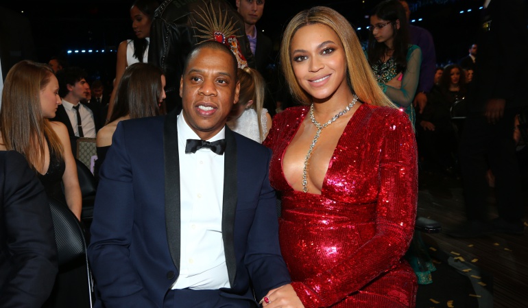 Los artistas Jay Z y Beyoncé en la entrega de los Grammy Awards.