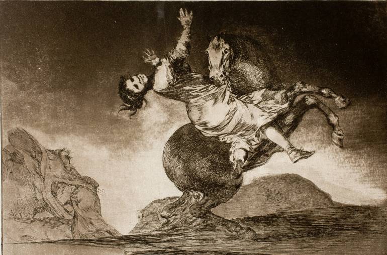 "El caballo raptor", aguafuerte de la serie "Los Disparates", de Goya (1815-1819).