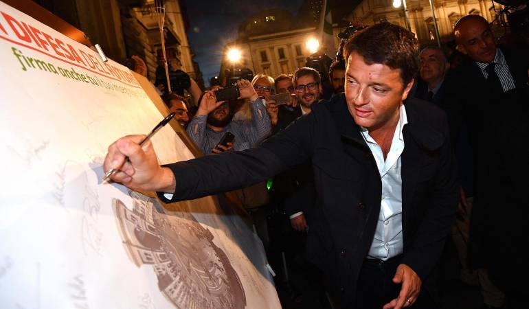 Ex primer ministro italiano Matteo Renzi participa en una manifestación en defensa del Acuerdo Climático de París