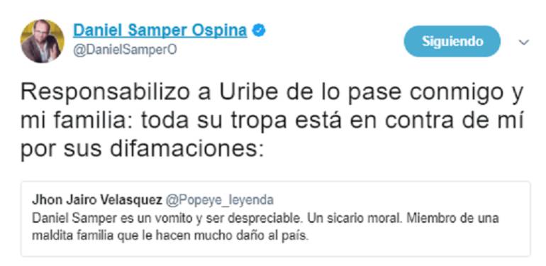 Amenazas contra Daniel Samper Ospina: Sicario de Escobar y José Obdulio incitan a violencia contra Daniel Samper Ospina