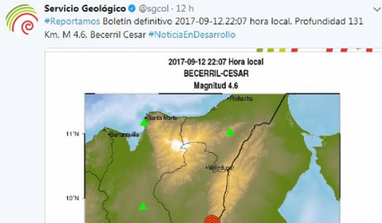 Tres temblores de tierra: Tres temblores de tierra asustan a los vallenatos