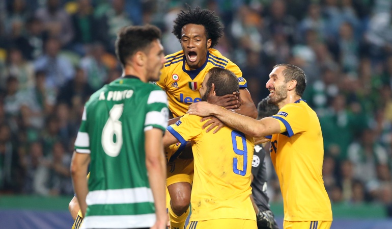 Cuadrado Champions: Cuadrado jugó todo el partido en el empate de la Juventus ante el Sporting