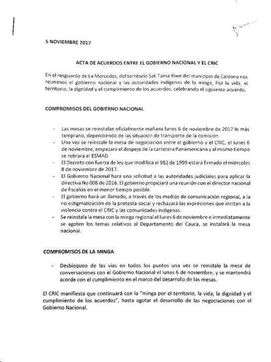 Avanza negociación entre Gobierno e indignas para disipar las protestas: Gobierno e indígenas llegan a acuerdo para desbloquear vías Avanza negociación entre Gobierno e indignas para disipar las protestas: Gobierno e indígenas llegan a acuerdo para desbloquear vías