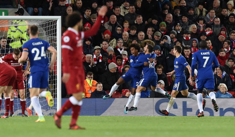 Willian Liverpool 1-1 Chelsea Liga Premier: Willian rescata un empate para el Chelsea en campo del Liverpool