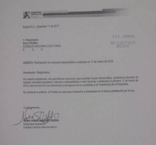 Elecciones presidenciales 2018: “Ya se radicó la carta del uribismo para hacer consulta en marzo”: Lafaurie Elecciones presidenciales 2018: “Ya se radicó la carta del uribismo para hacer consulta en marzo”: Lafaurie