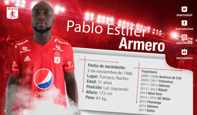 América Pablo Armero: Pablo Armero fue oficializado como nuevo jugador del América