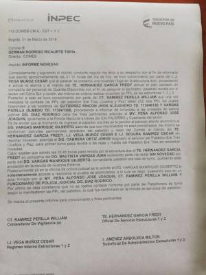 Investigan a funcionarios del Inpec por fuga de excombatientes de las Farc