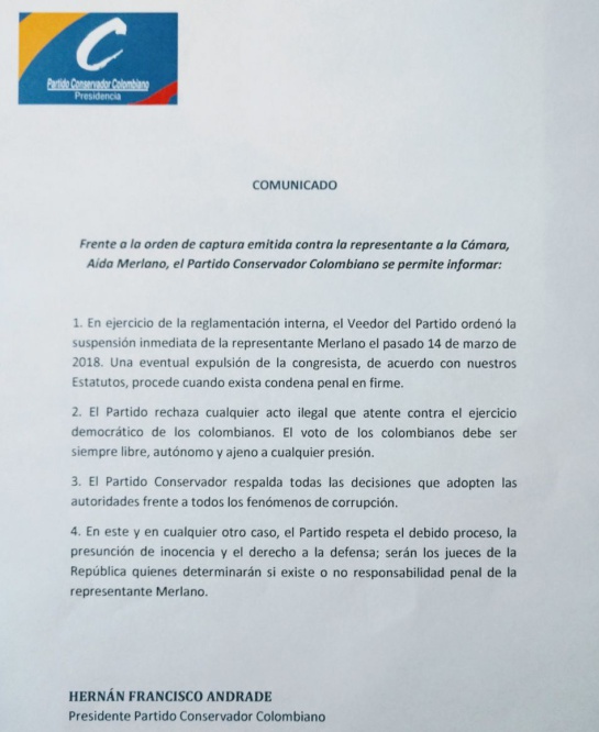 Aida Merlano caso: Aida Merlano seguirá siendo militante del Partido Conservador Aida Merlano caso: Aida Merlano seguirá siendo militante del Partido Conservador