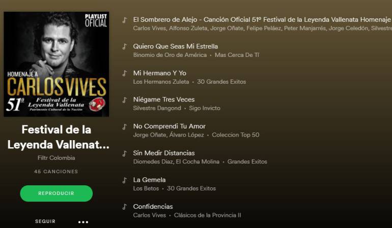 Spotify: Festival de la Leyenda Vallenata lanzó playlist oficial
