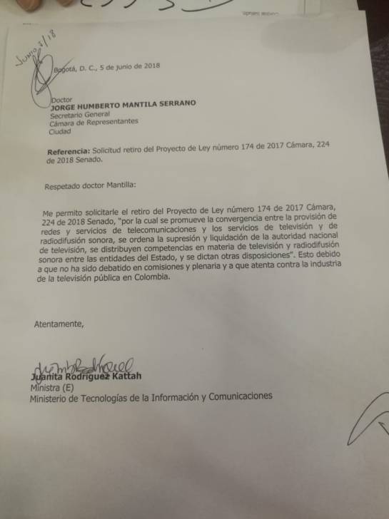 Televisión Pública: Gobierno retira proyecto de televisión pública por desacuerdo con ponencia Televisión Pública: Gobierno retira proyecto de televisión pública por desacuerdo con ponencia