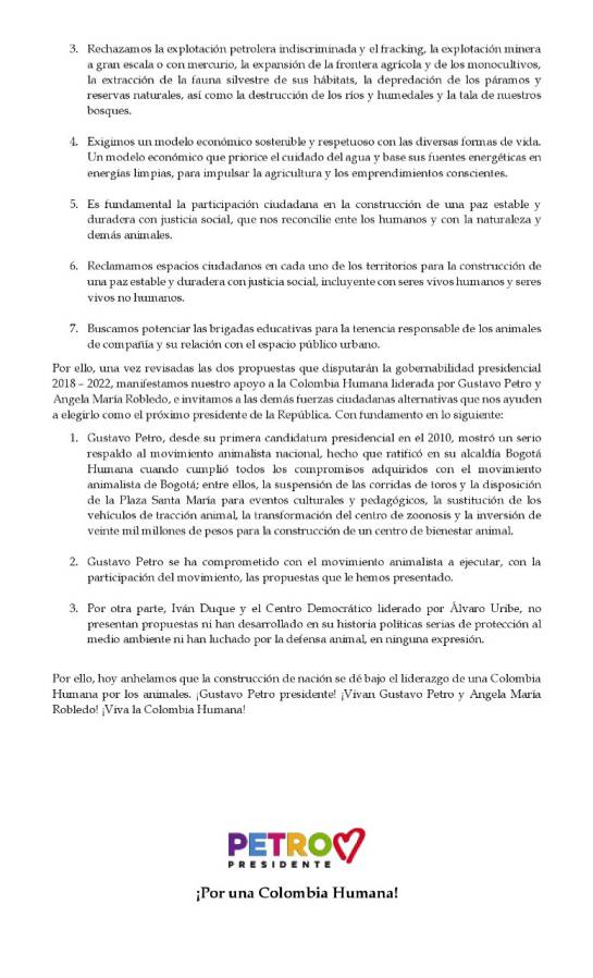Petro Animalistas: Las organizaciones animalistas manifestaron su respaldo a Gustavo Petro Petro Animalistas: Las organizaciones animalistas manifestaron su respaldo a Gustavo Petro