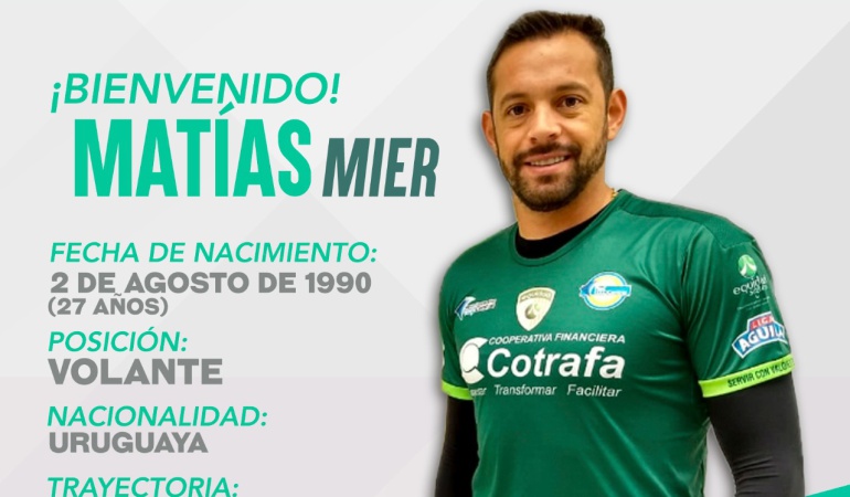Matias Mier nuevo jugador de Equidad: Equidad confirmó a Matías Mier como su nuevo jugador