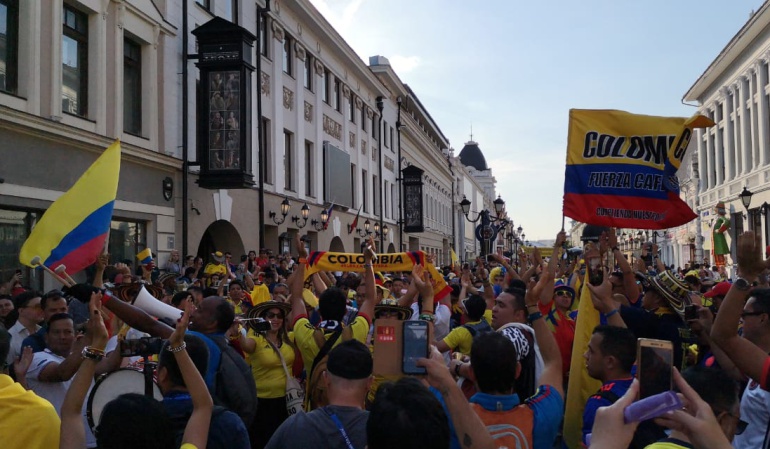 Hinchas Colombia calles de Kazán: Los hinchas de Colombia se toman las calles de Kazán
