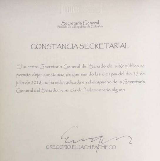 Renuncia de Iván Marquez al Senado Farc: Farc no radicó carta de renuncia de Iván Márquez al Senado Renuncia de Iván Marquez al Senado Farc: Farc no radicó carta de renuncia de Iván Márquez al Senado