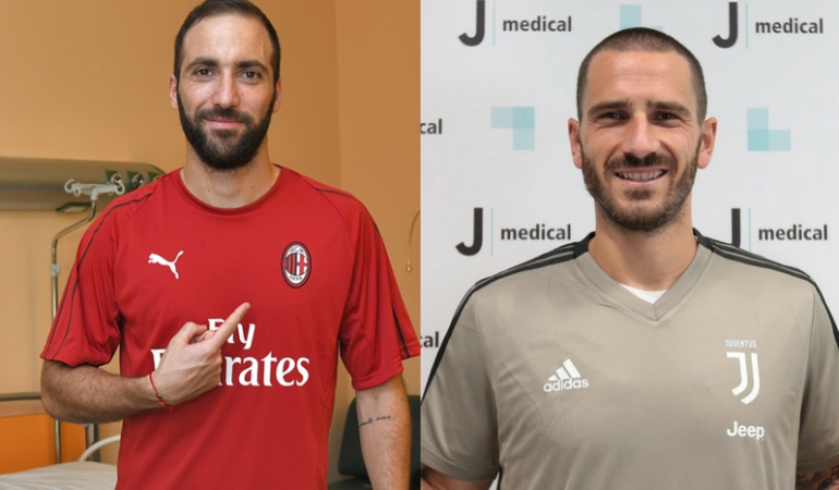 Gonzalo Higuaín y Leonardo Bonucci: Higuaín ficha con el Milan y Bonucci regresa a la Juventus