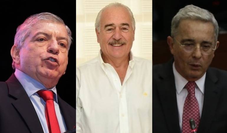 César Gaviria, Andrés Pastrana y Álvaro Uribe, expresidentes de Colombia.