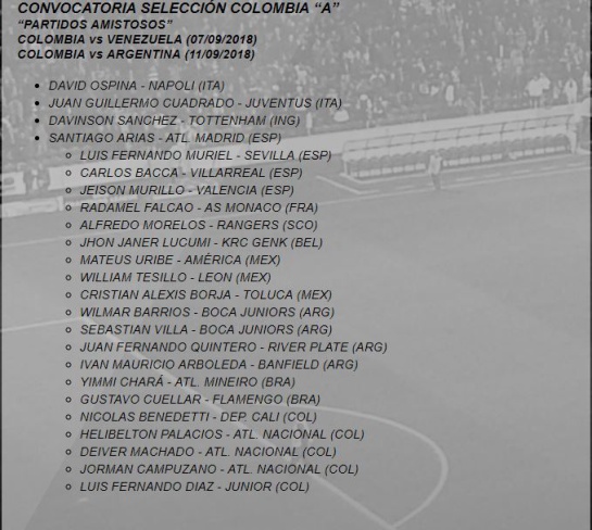 Convocatoria Selección Colombia amistosos: Definidos los convocados para los amistosos ante Venezuela y Argentina Convocatoria Selección Colombia amistosos: Definidos los convocados para los amistosos ante Venezuela y Argentina