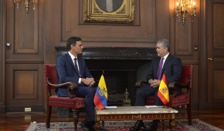 VIsita de presidente español a Colombia: Sánchez: "Después escuchar al presidente no cabe duda que quiere la paz"
