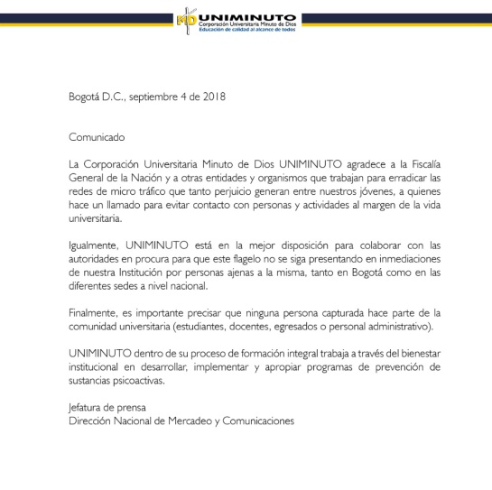 Trafico de Drogas: U. Javeriana apoya operativos para erradicar drogas en instituciones Trafico de Drogas: U. Javeriana apoya operativos para erradicar drogas en instituciones