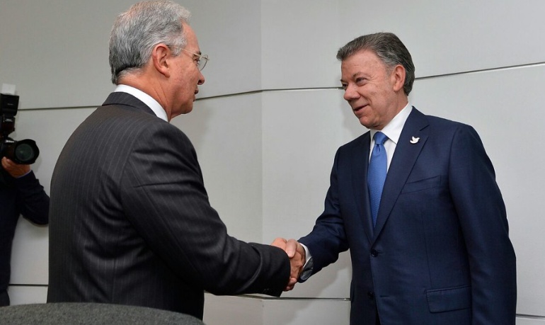 Ex presidentes de Colombia, Álvaro Uribe Vélez y Juan Manuel Santos