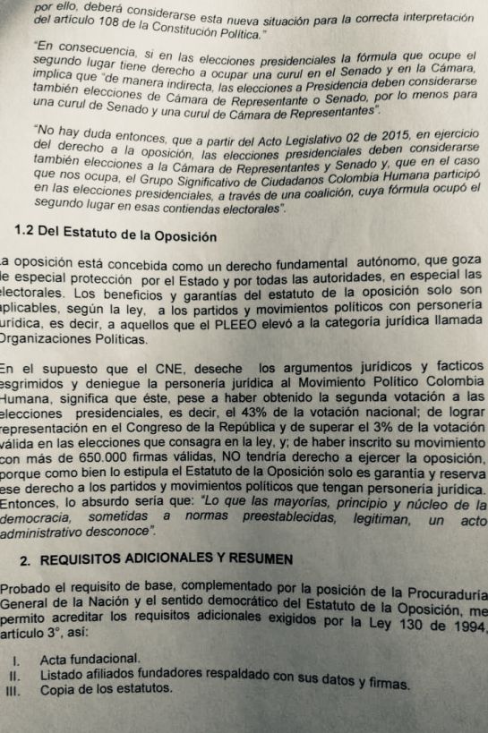 Gustavo Petro: Colombia Humana vuelve a pedir personería jurídica al CNE Gustavo Petro: Colombia Humana vuelve a pedir personería jurídica al CNE