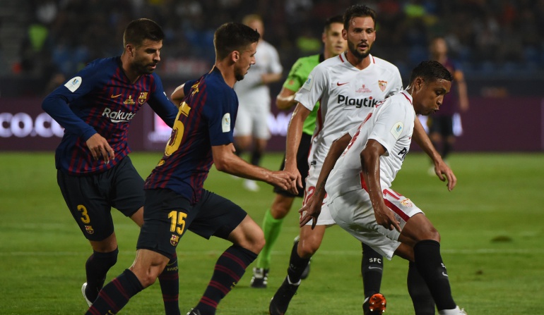 messi lesion barcelona sevilla goles muriel: Luis Fernando Muriel marcó en la derrota del Sevilla ante el Barcelona