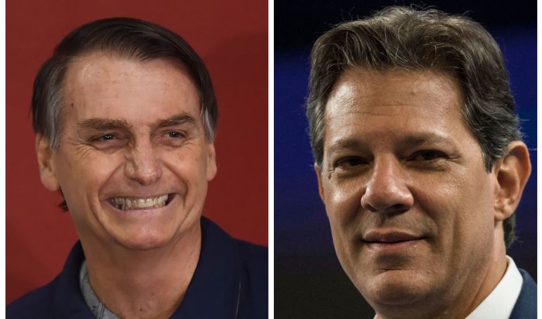 Candidatos Jair Bolsonaro y Fernando Haddad
