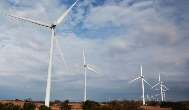 Foto de archivo de energía eólica.