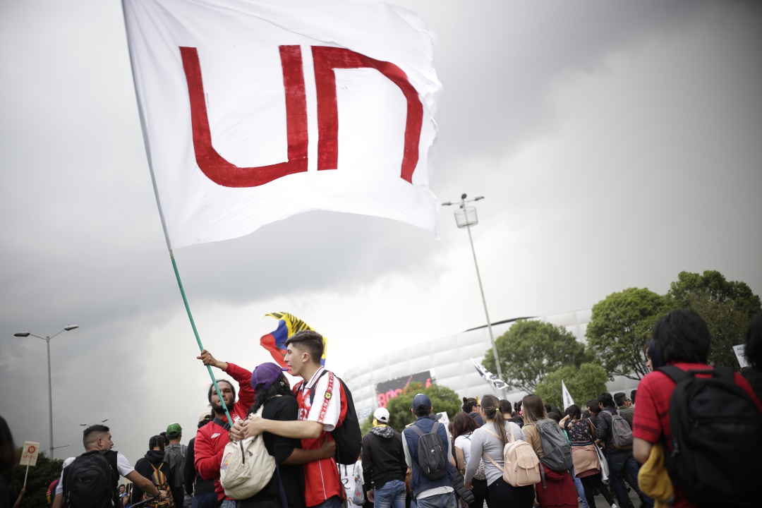 Estudiantes de la universidad Nacional, marchan en Bogotá