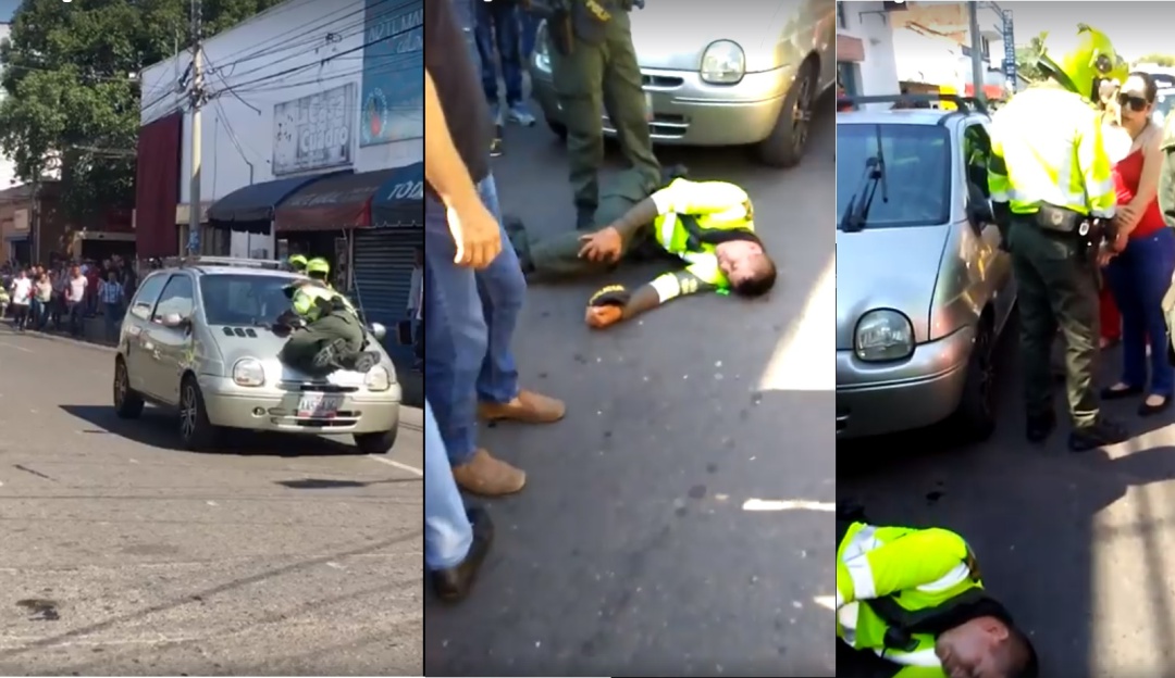 Policía de transito atropellado en Cúcuta: Un policía en Cúcuta fue arrastrado varias cuadras por un vehículo