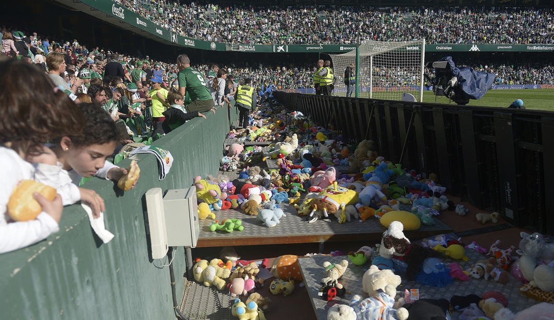 peluches betis: ¡Lluvia de peluches! hinchas del Betis y un emotivo gesto en navidad