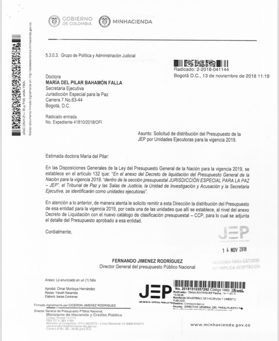 Nómina paralela JEP: En presupuesto de la JEP no aparecen los $43.000 millones Nómina paralela JEP: En presupuesto de la JEP no aparecen los $43.000 millones
