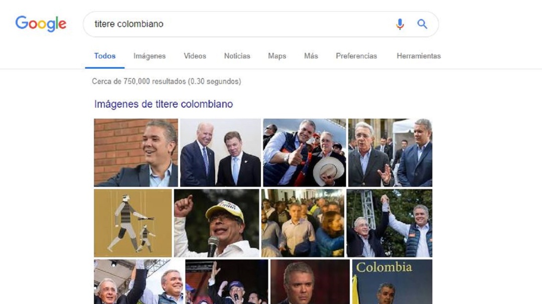 ¿Qué pasa cuando busca en Google 'títere colombiano'?