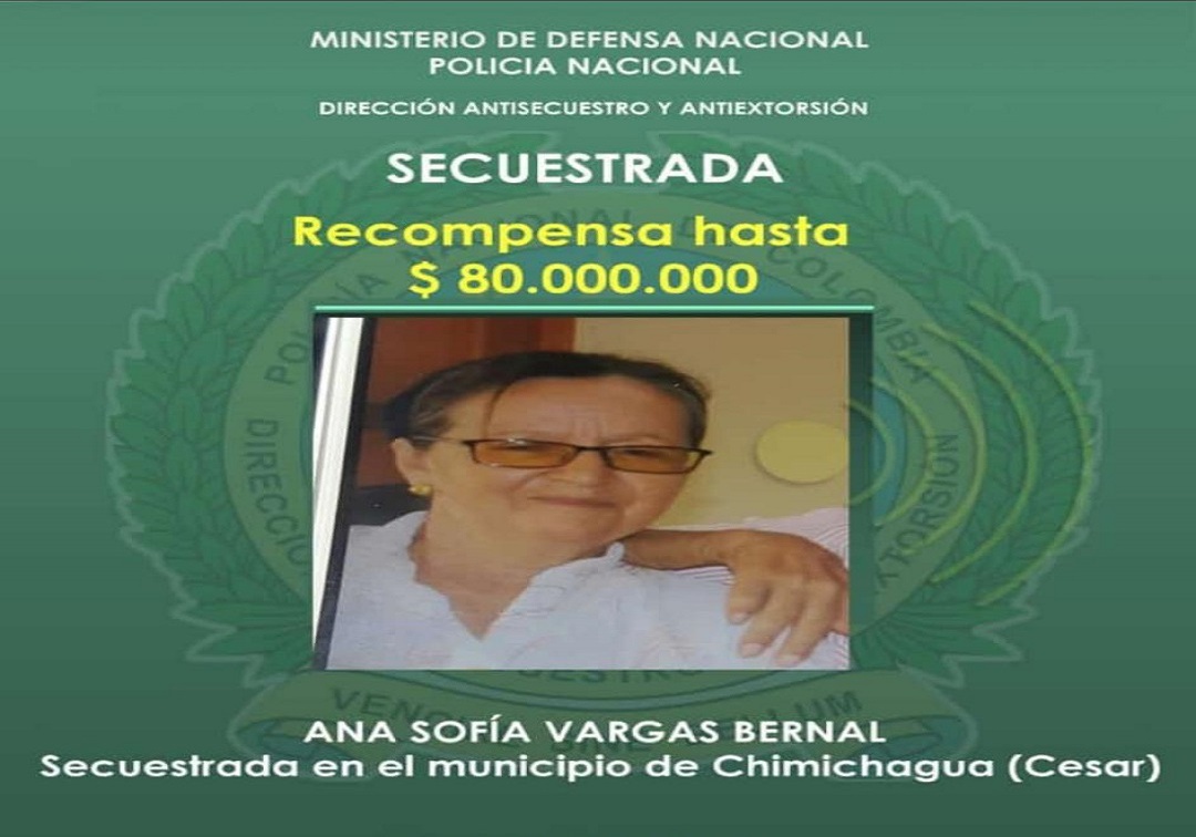 Ofrecen recompensa de $80 millones para rescatar secuestrada en Chimichagua