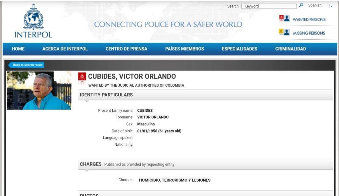 Orden de captura: Circular Roja de Interpol contra ‘Aureliano Carbonell’