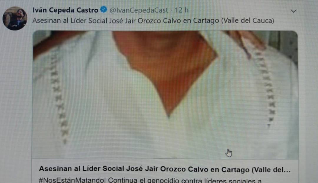 Foto tomada de un pantallazo del Twitter del Senador Iván Cepeda @IvanCepedaCast