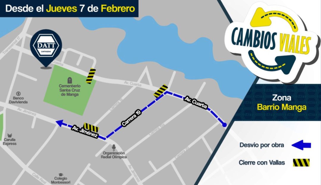 Cierre vial en Cuarta Avenida de Manga por obras de alcantarillado: Cierre vial en Cuarta Avenida de Manga por obras de alcantarillado