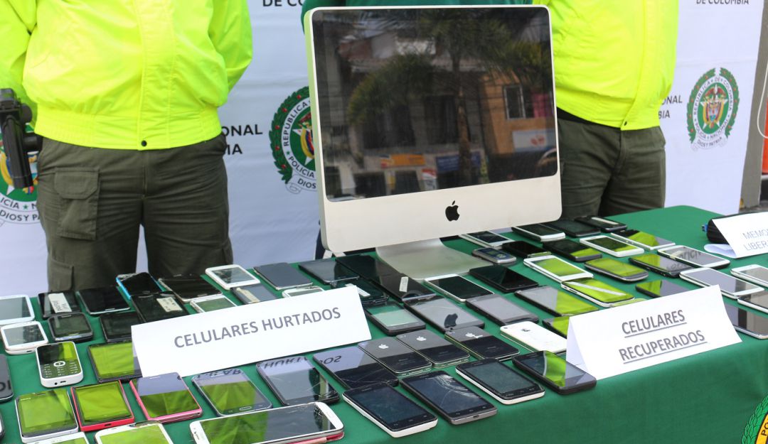 Celulares incautados en Manizales