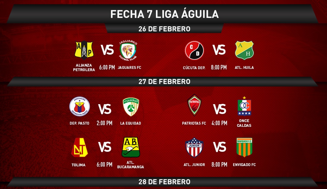 Fecha 7 Liga Águila programación: Junior no pudo con Envigado y volvió a empatar