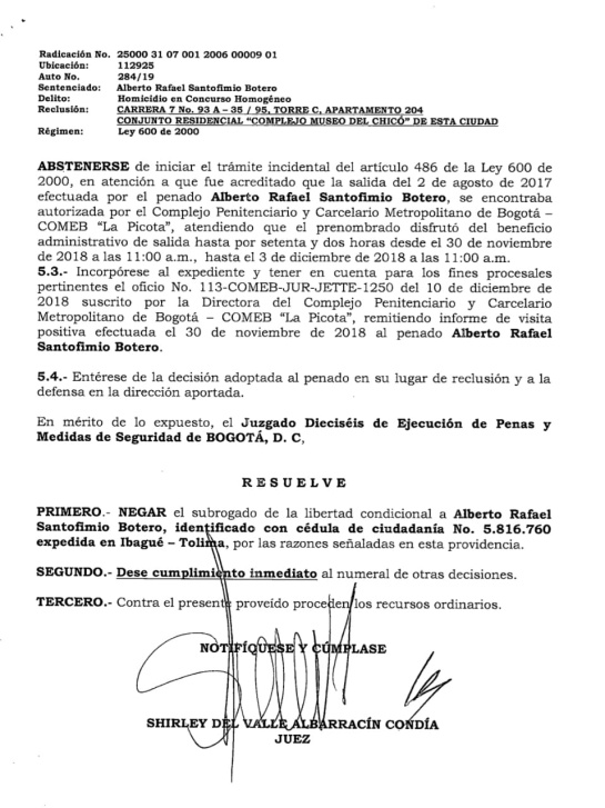 Asesinato Luis Carlos Galán: Rechazan libertad condicional a Alberto Santofimio Asesinato Luis Carlos Galán: Rechazan libertad condicional a Alberto Santofimio