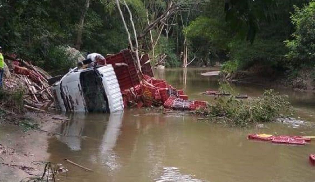camión cae a una bismo: Camión de empresa avícola cayó a un abismo