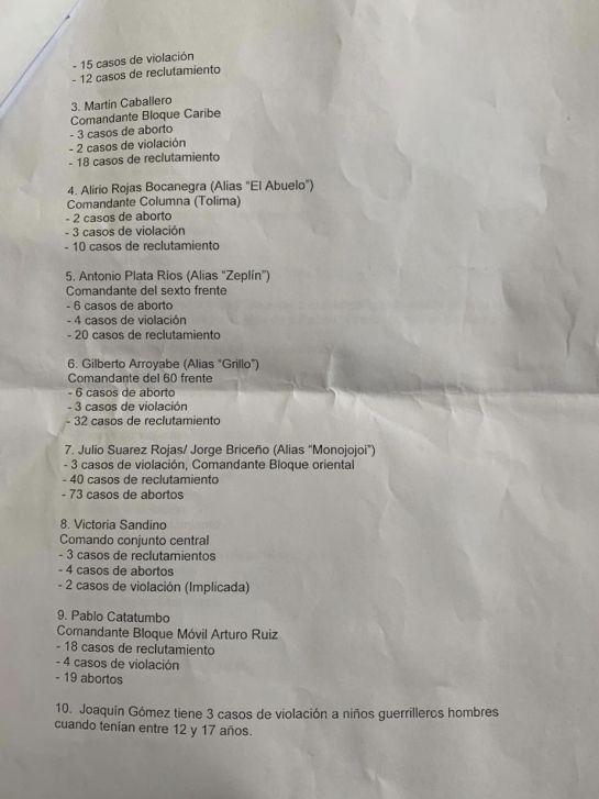 Señalados: Estos son los excomandantes guerrilleros con más acusaciones de violación Señalados: Estos son los excomandantes guerrilleros con más acusaciones de violación
