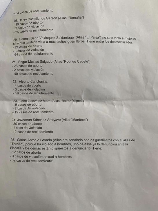 Señalados: Estos son los excomandantes guerrilleros con más acusaciones de violación Señalados: Estos son los excomandantes guerrilleros con más acusaciones de violación