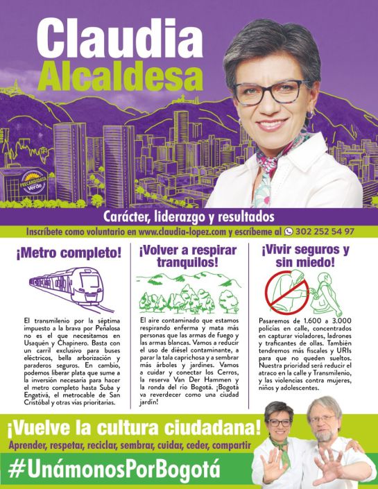 Alcaldía de Bogotá: Denuncian publicidad electoral falsa de Claudia López Alcaldía de Bogotá: Denuncian publicidad electoral falsa de Claudia López