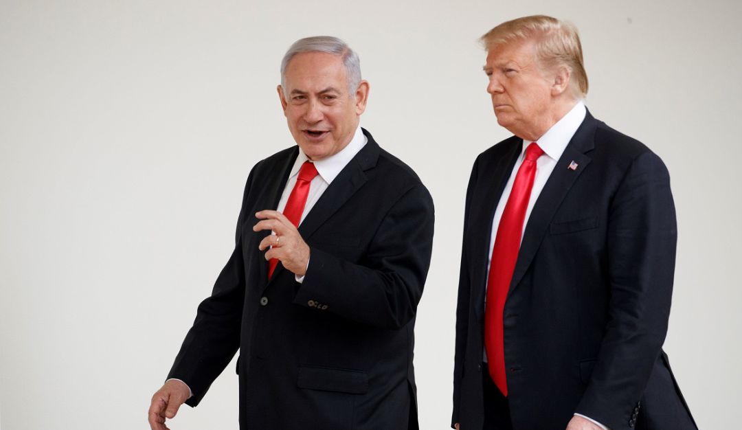 El presidente estadounidense, Donald trump, recibe al primer ministro israelí, Benjamin Netanyahu,